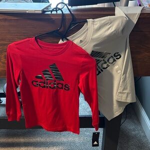 Adidas Kids Red and Gray camo logo Long Sleeve Tees, lot of 2